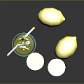 Modern drink lemon slices lemon drink bottle 3d model