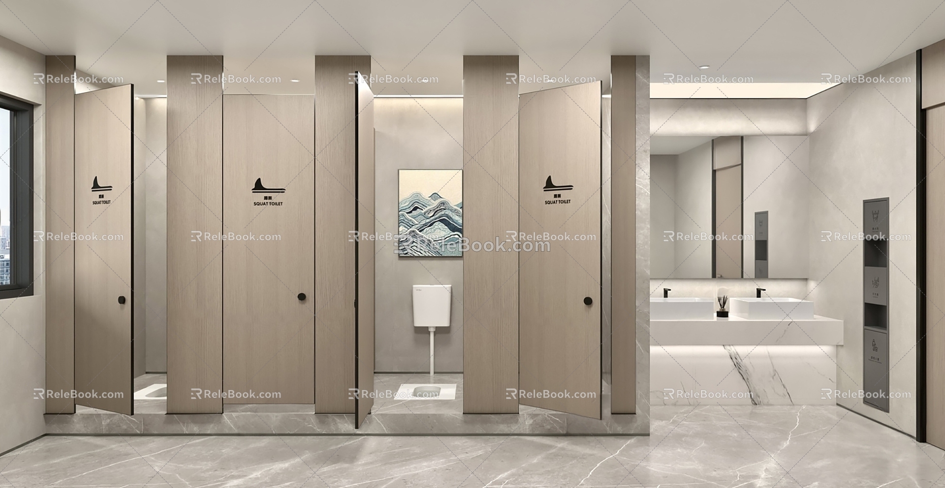 Modern Simple Public Toilet Modern Public Toilet Squat Toilet 3d model