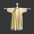 Elegant Chinese Traditional Yellow Robe With Intricate Patterns And Decorative Edges
