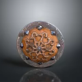 Bronze Medieval Circular Shield Weapon With Intricate Patterns And Metal Rivets 3d model