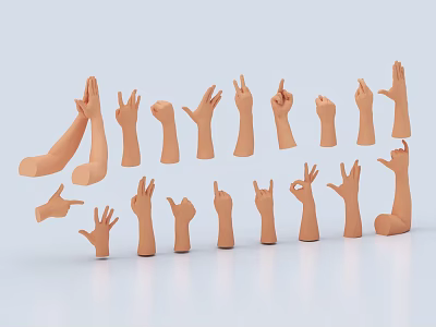 Man Displaying Multiple Hand Gestures With Different Arm Poses And Positions 3d model