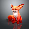 Cute Orange Fox Character Sitting With White Belly Large Ears And Yellow Eyes