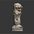 Artistic White Merlion Sculpture With Detailed Lion Head And Fish Tail Design Base