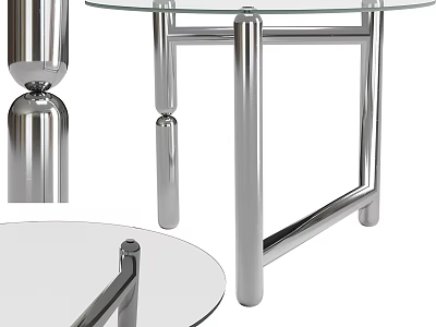 Modern Style Dining Table With Glass Top And Metal Legs Design 3d model