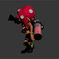 Cute Cartoon Doll With Pink Hair Holding Weapon Black Outfit And Yellow Straps