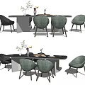 Modern Dining Table and Chair Combination 3d model