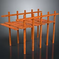 Wooden Building Frame Structure With Horizontal Beams And Vertical Support Columns