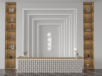 Hall bar reception desk background wall model