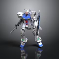 Space Themed Mech Robot For Cosmic Exploration With White Blue Gray Armor And Shield