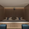 Elegant Store Front Desk With Large Blue Screen Apple iMac Wooden Walls And Red Tree