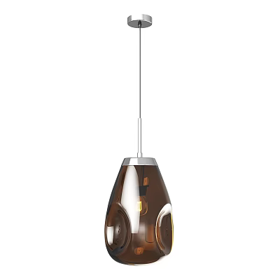 Modern Brown Glass Pendant Light With Metallic Frame And Hanging Design 3d model