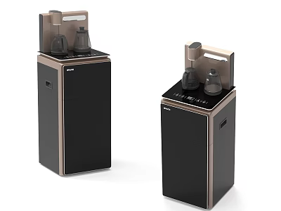 Modern Household Electrical Appliances Black And Gold Vertical Water Dispensers With Sleek Design 3d model