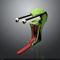 Green Abstract Cartoon Creature With White Tube Eyes Open Mouth And Long Red Tongue