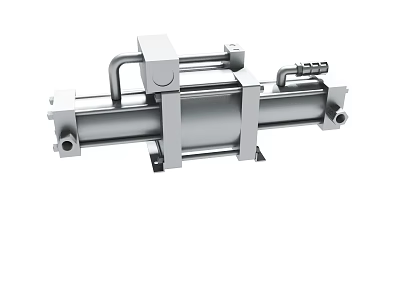 Industrial Hydraulic Cylinder With Metal Body Piston Rod And Mounting Brackets 3d model