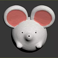 Cute Mouse Shaped Doll With White Body Pink Ears and Black Eyes