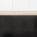 Modern Black Glass Coffee Table in Living Room with Sofa and Green Plant