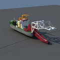 3D Rendering Of Ship With Towing Device And Crane