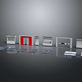 Various Door And Entry Components Display With Red Door Frame Panels And Plates
