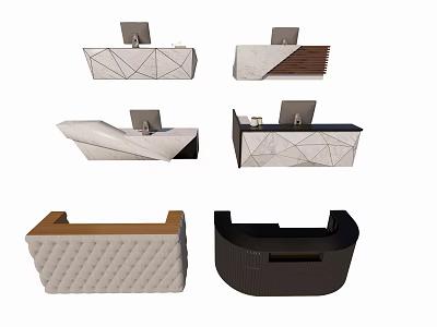 Modern Reception Desk Designs With Geometric Patterns Wooden Elements And Leather Surfaces 3d model