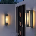 Modern Black Wall Lamp with Striped Glass Shade and Warm Light Glow
