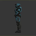 Sci Fi Mech Warrior With Blue Black Armor Full Body 3D Model Standing Pose 3d model