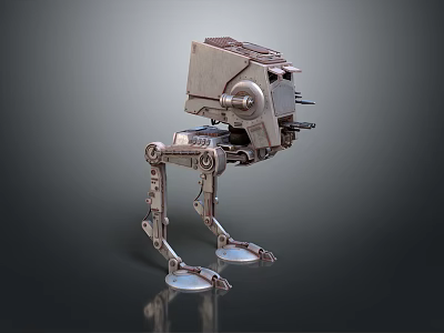 Mechanical Sci Fi Robot Character With Four Metal Legs And Industrial 3D Design 3d model