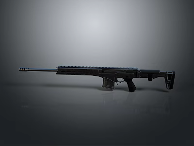 Modern Tactical Rifle With Black Finish Long Barrel And Sleek Design Features 3d model