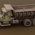 Vintage Green Functional Dump Truck With Large Tires And Open Cargo Bed