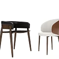 Modern Style Dining Chairs With Wooden Legs And Black White Upholstered Seats