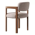 Modern Dining Chair With Wooden Frame Upholstered Seat And Light Gray Fabric