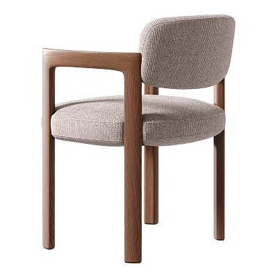 Modern Dining Chair With Wooden Frame Upholstered Seat And Light Gray Fabric 3d model