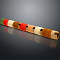 Hand Painted Wooden Flute With Colorful Stripes As Instrument Art Supplies