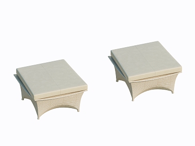 American Courtyard Garden Balcony Terrace Foot Sofa Stool Rattan Foot 3d model