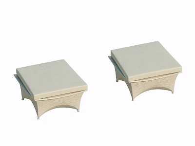 American Courtyard Garden Balcony Terrace Foot Sofa Stool Rattan Foot 3d model