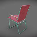 Leisure Chair With Red Cushion Backrest Wooden Armrests And Metal Frame