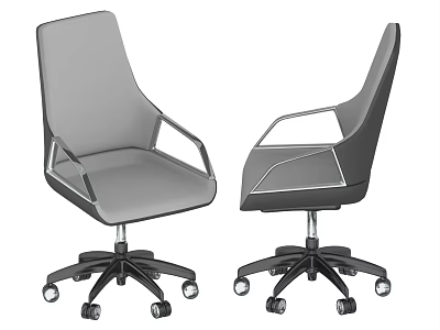 Modern Office Chair with Gray Upholstery Armrests and Black Swivel Base 3d model