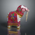 Handcrafted Decorative Elephant Sculpture Featuring Colorful Intricate Floral Patterns And Tassels