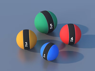Colorful Medicine Balls As Sports Equipment With 2kg 3kg 4kg 5kg Weights For Fitness Training 3d model