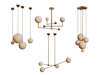 Elegant Modern Spherical Chandelier Designs with Metal Frame and Multiple Hanging Spheres 3d model
