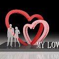 Romantic Heart Shaped Photo Spot With Couple Silhouettes And MY LOVE Text