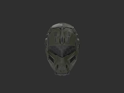 Green Tactical Helmet With Protective Geometric Design And Ventilation Holes 3d model
