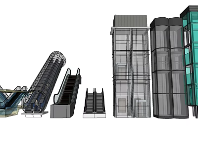 Modern Elevator Systems Featuring Escalators Glass Enclosed Shafts And Commercial Models 3d model