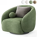 Modern Beige Upholstered Single Sofa With Gray Textured Pillow And Round Cushion Curved Lines Design
