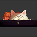 Cute Cat Shaped Food Plated On Purple Dish With Sliced Tomato Boiled Egg And Toppings