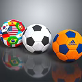 Colorful And Classic Soccer Balls Sports Equipment With National Flags Black White And Adidas Design