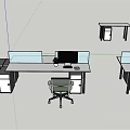 Modern Modular Office Desk Workstations With Drawers And Office Chairs 3d model