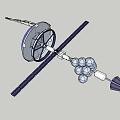 Satellite With Solar Panels Dish Antenna Spherical Modules And Thrusters