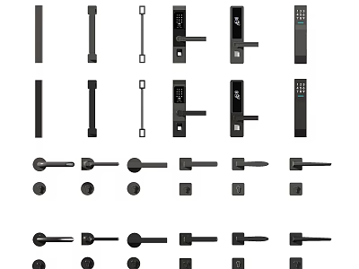 Stylish Modern Door Handles With Various Designs And Black Finish Options 3d model