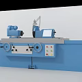 Blue Industrial Cylindrical Grinding Machine With Bed Control Panel And Grinding Components 3d model