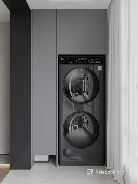 LG Modern Built in Double Front Load Drum Washing Machine With Sleek Design 3d model 